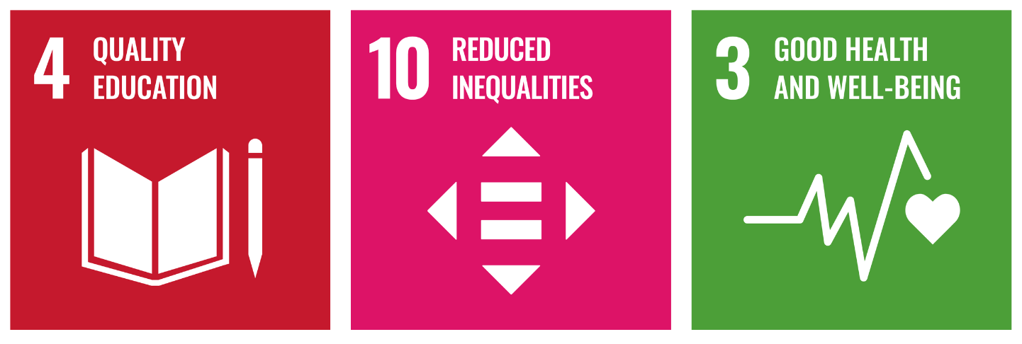 SDG 4 優質教育、SDG 10 減少不平等、SDG 3 健康與福祉